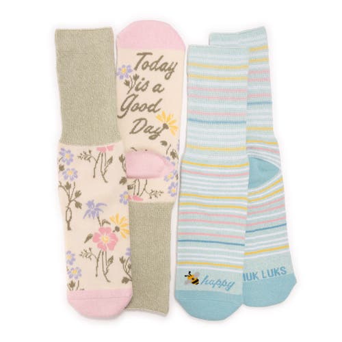 Muk Luks Cozy Crew Non Binding Sock 2 Pair Pack In Multi