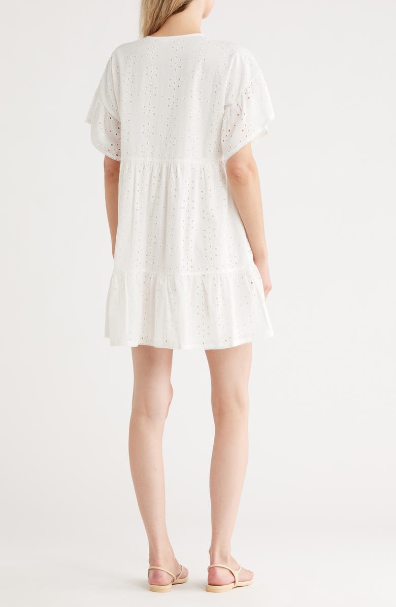 Maisie Embroidered Eyelet Short Sleeve Cotton Minidress, Alternate, color,