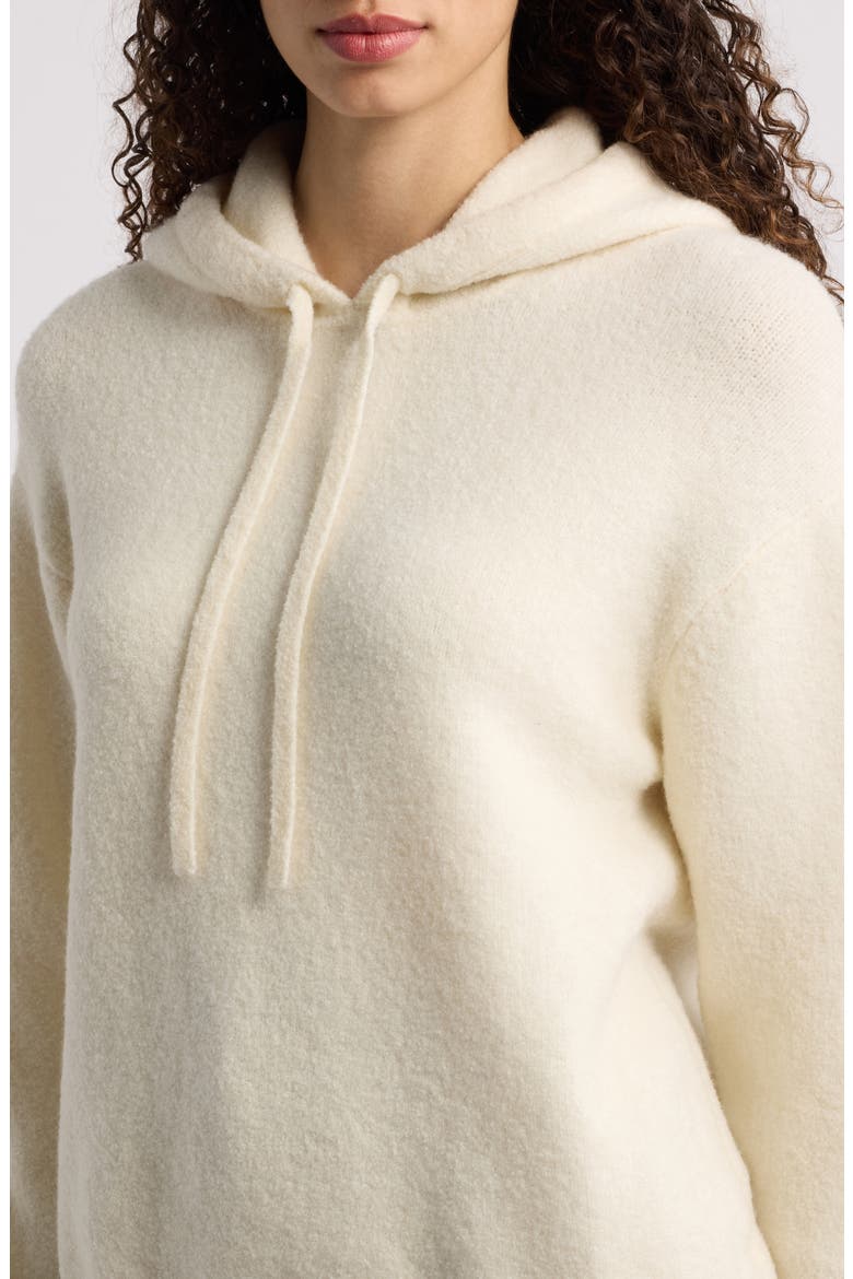 Merino Wool & Cashmere Blend Boucle Hoodie, Alternate, color, CREAM