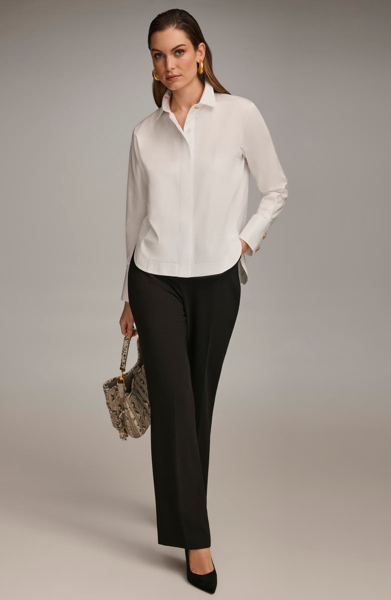 Donna Karan New York Cotton Button-Up Shirt, Alternate, color, White