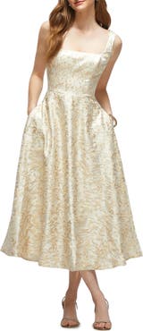 Dessy Collection Celine Metallic Floral Brocade Cocktail Dress