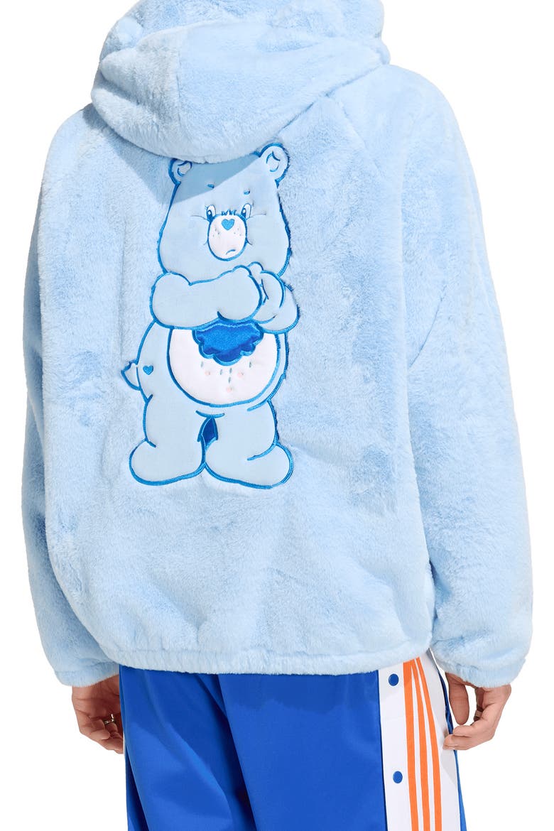 Care Bears Full Zip Faux Fur Hoodie, Alternate, color, CLEAR SKY