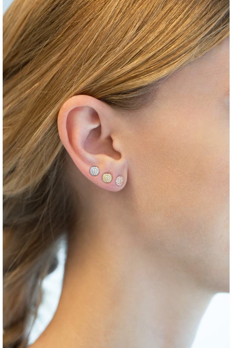 'Lauren Joy' Diamond Disc Stud Earrings, Alternate, color, WHITE GOLD