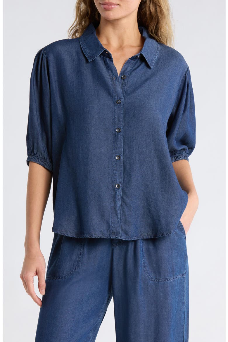 Indigo Button-Up Shirt, Main, color, DARK INDIGO BLUE
