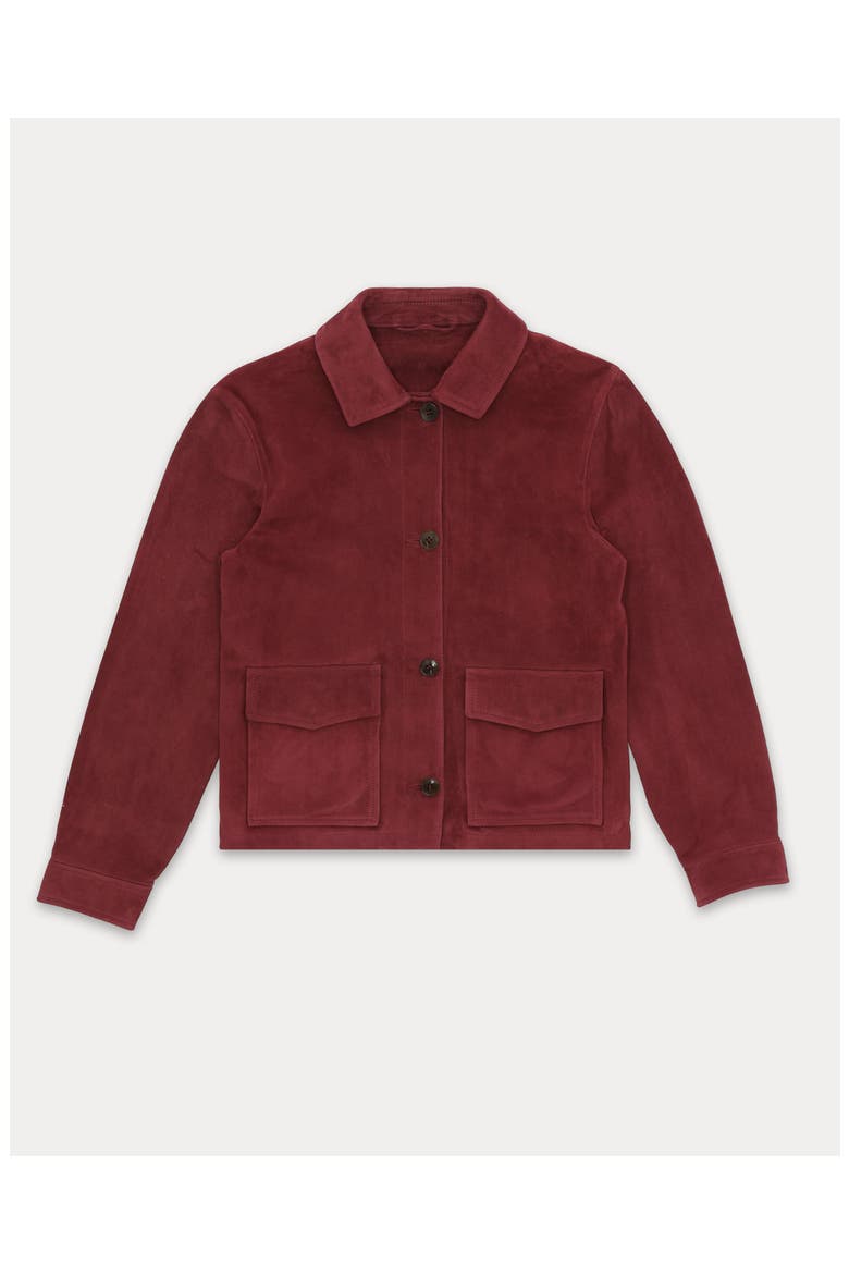 Maelle Suede Short Leather Jacket, Main, color, Red