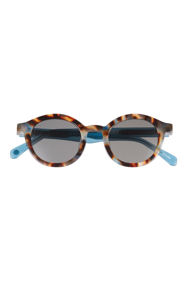 TV Party 44mm Polarized Round Sunglasses, Main, color, ICEBERG BLUE / BROWN / GREY