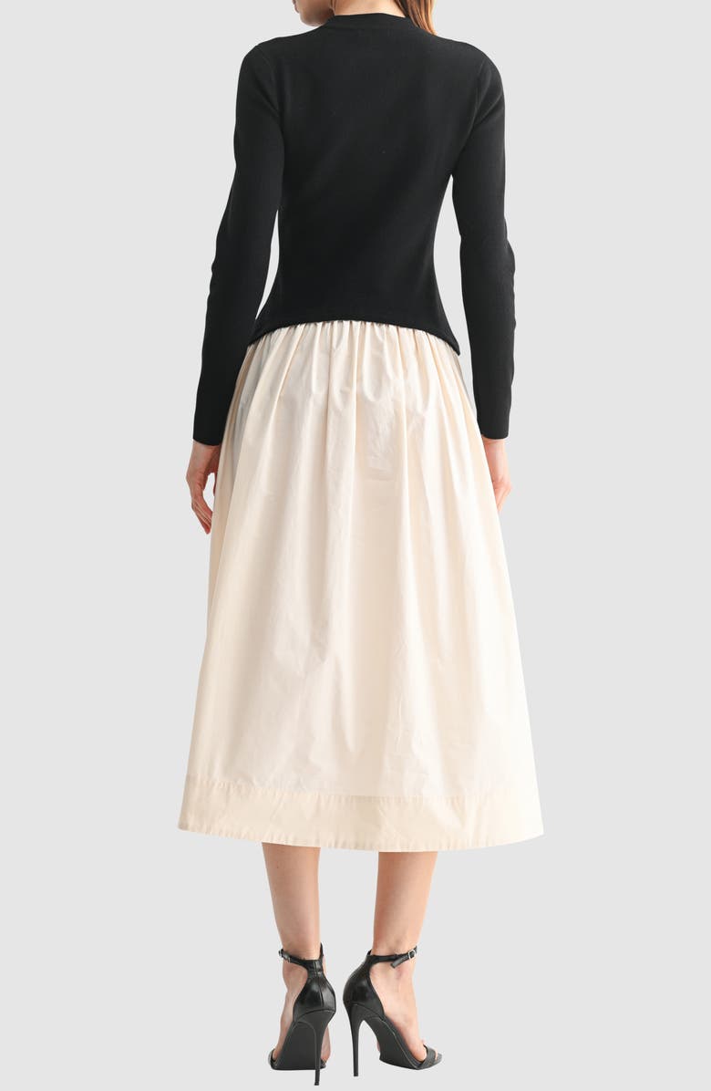 Mila Mae Long Sleeve Mixed Media Maxi Dress, Alternate, color, 