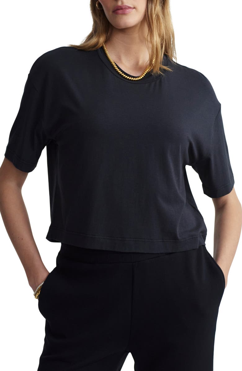 Varley Venice Easy Cotton Blend Crop T-Shirt, Main, color, Black