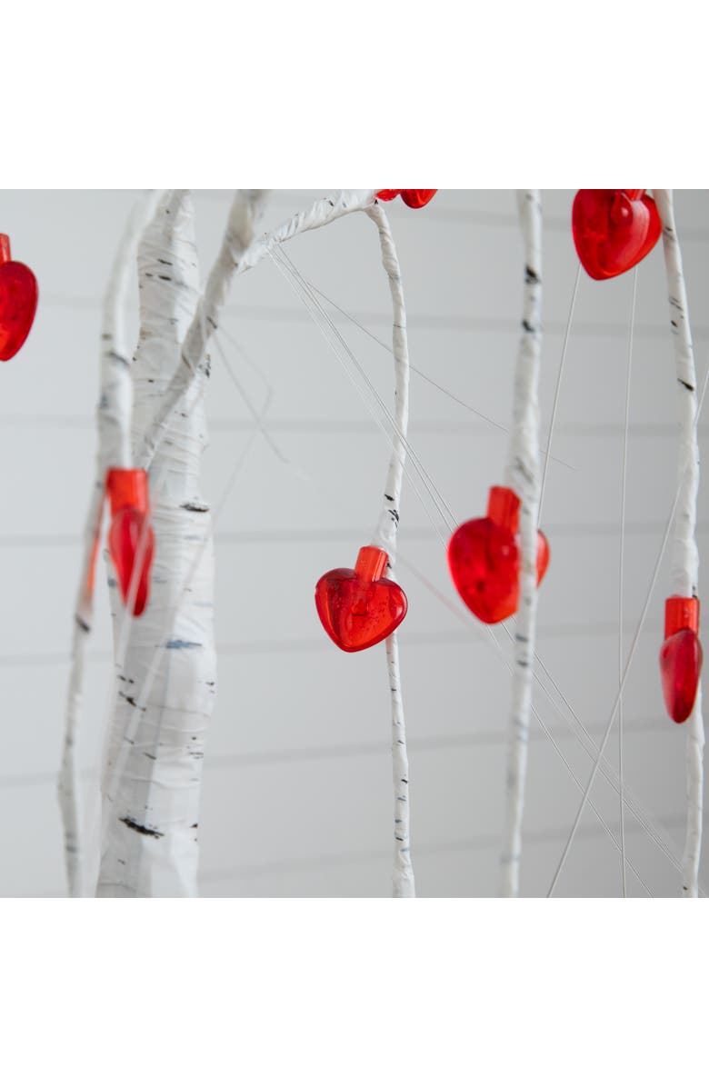 NEARLY NATURAL 2-ft Pre-Lit Artificial Valentine's Day Willow Tree with 24 Heart Shaped LED Lights, Alternate, color, White