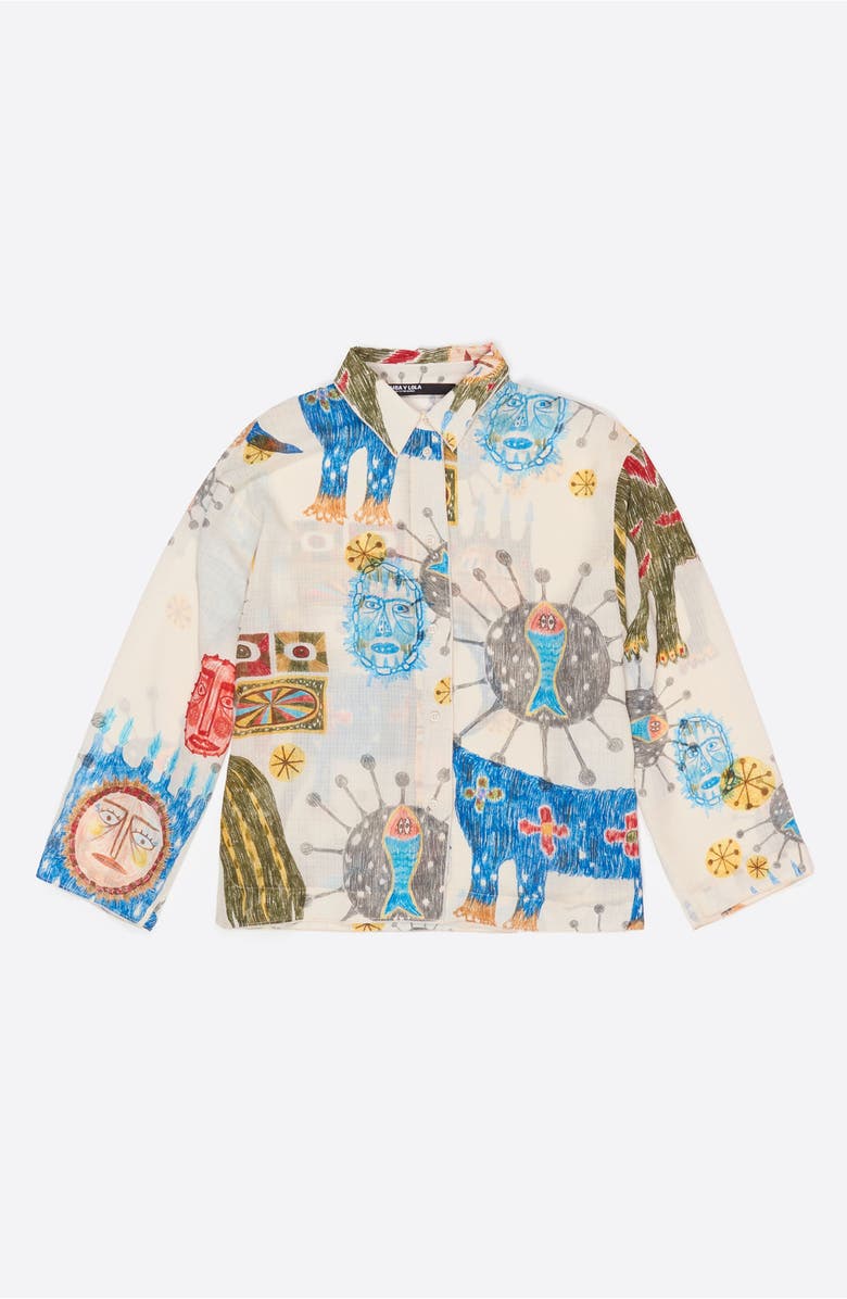 Bimba y Lola Textured Big Mask Straight Shirt, Alternate, color, Mask Big Ivory