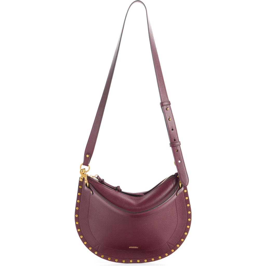Isabel Marant Oskan Soft Zipped Leather Crossbody Bag In Burgundy