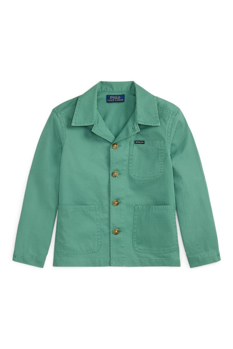 Kids' Chino Button-Up Chore Coat, Main, color, BAY GREEN