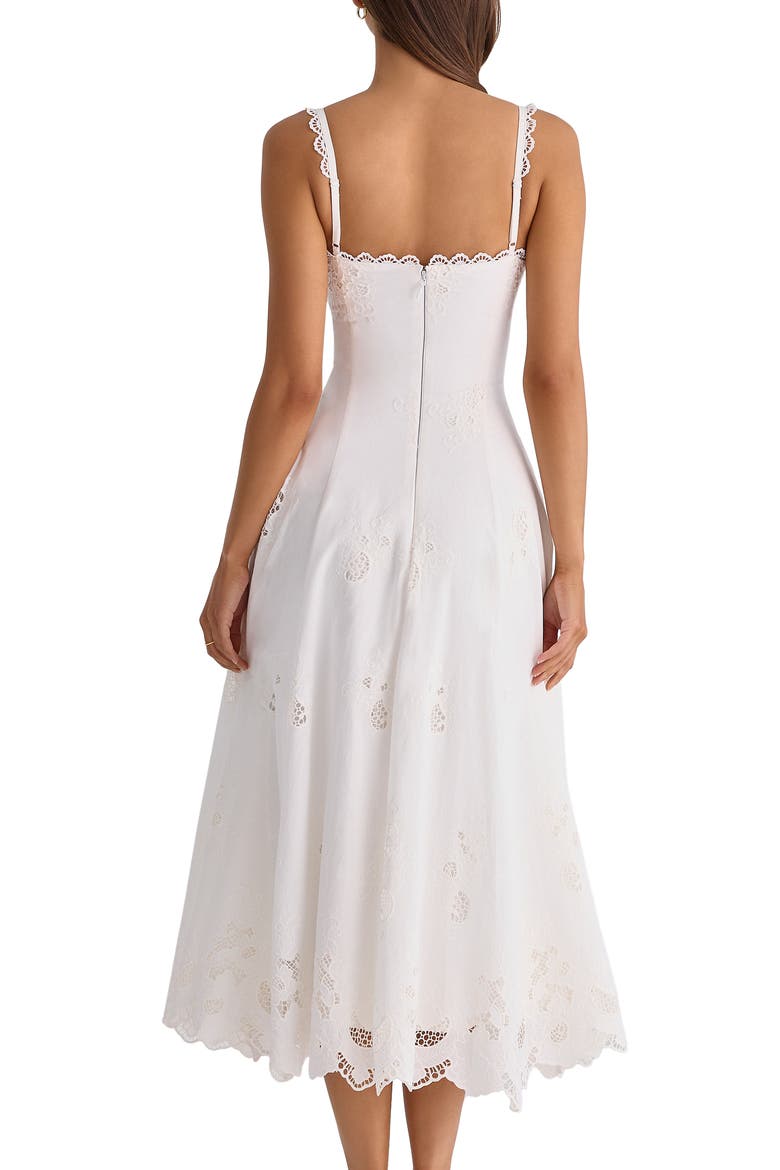 Tatiana Broderie Midi Dress, Alternate, color, WHITE