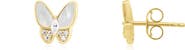 The Lovery Fine Jewelry Mother of Pearl CZ Butterfly Stud Earrings