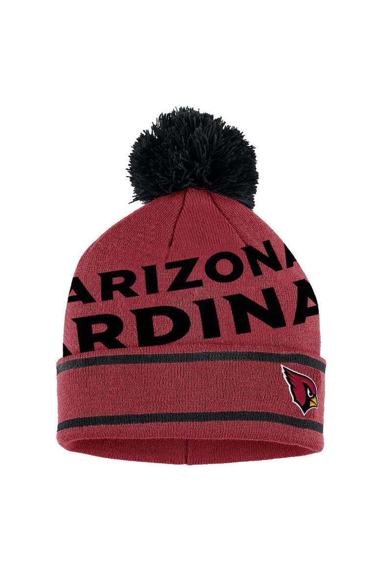 Women's WEAR by Erin Andrews  Cardinal Arizona Cardinals Double Jacquard Cuffed Knit Hat with Pom and Gloves Set, Alternate, color, Cardinal