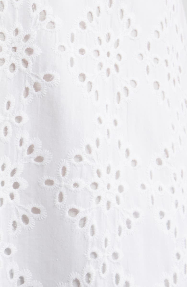 Anne Klein Eyelet Embroidery Sleeveless Shirtdress, Alternate, color, Crisp White