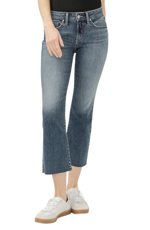 Suki Curvy Raw Hem Mid Rise Kick Flare Jeans
