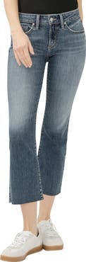 Silver Jeans Co. Suki Curvy Raw Hem Mid Rise Kick Flare Jeans