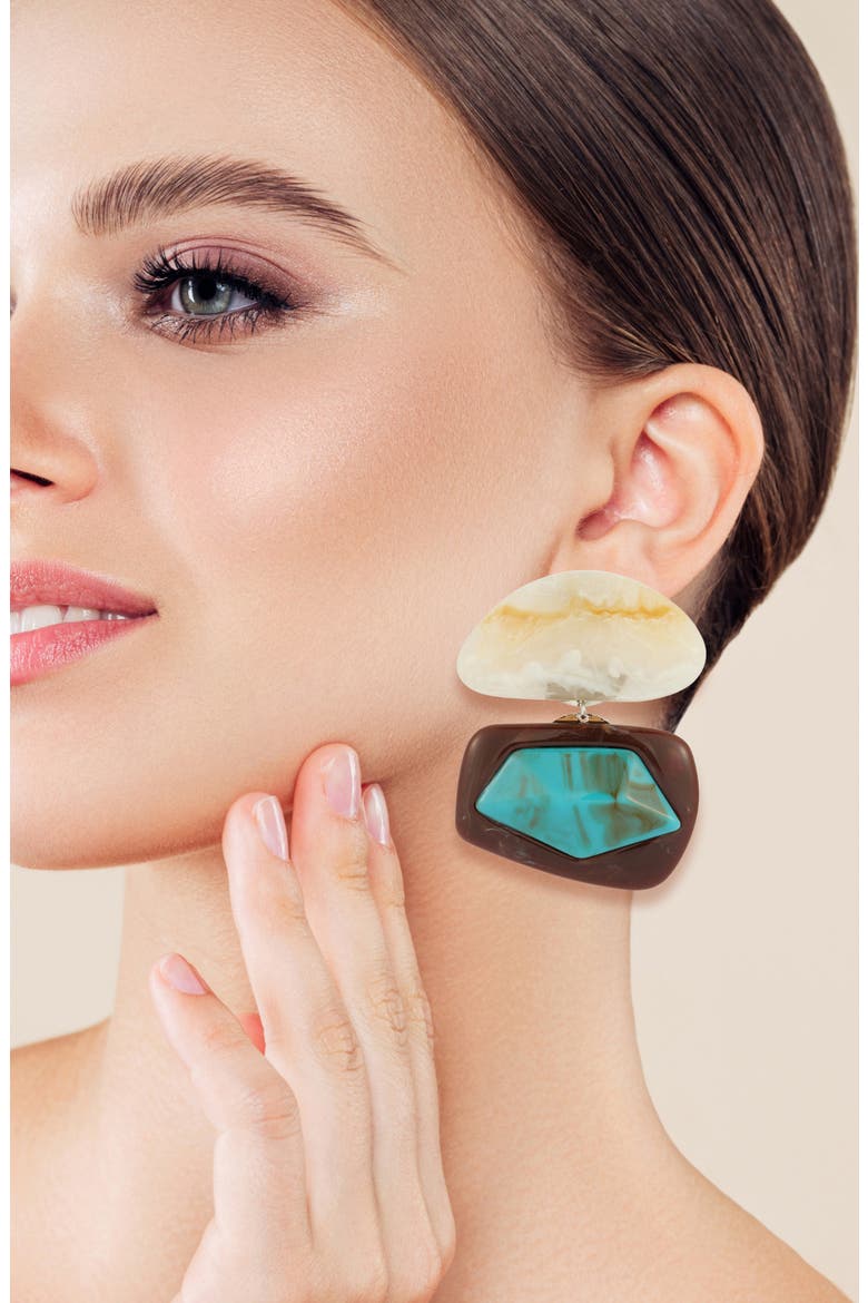 Geometric Resin Statement Drop Earrings, Alternate, color, MULTI