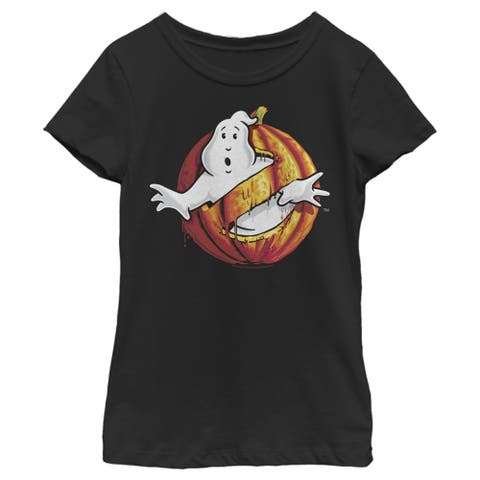 Girl's Ghostbusters Halloween Pumpkin Logo  Graphic T-Shirt