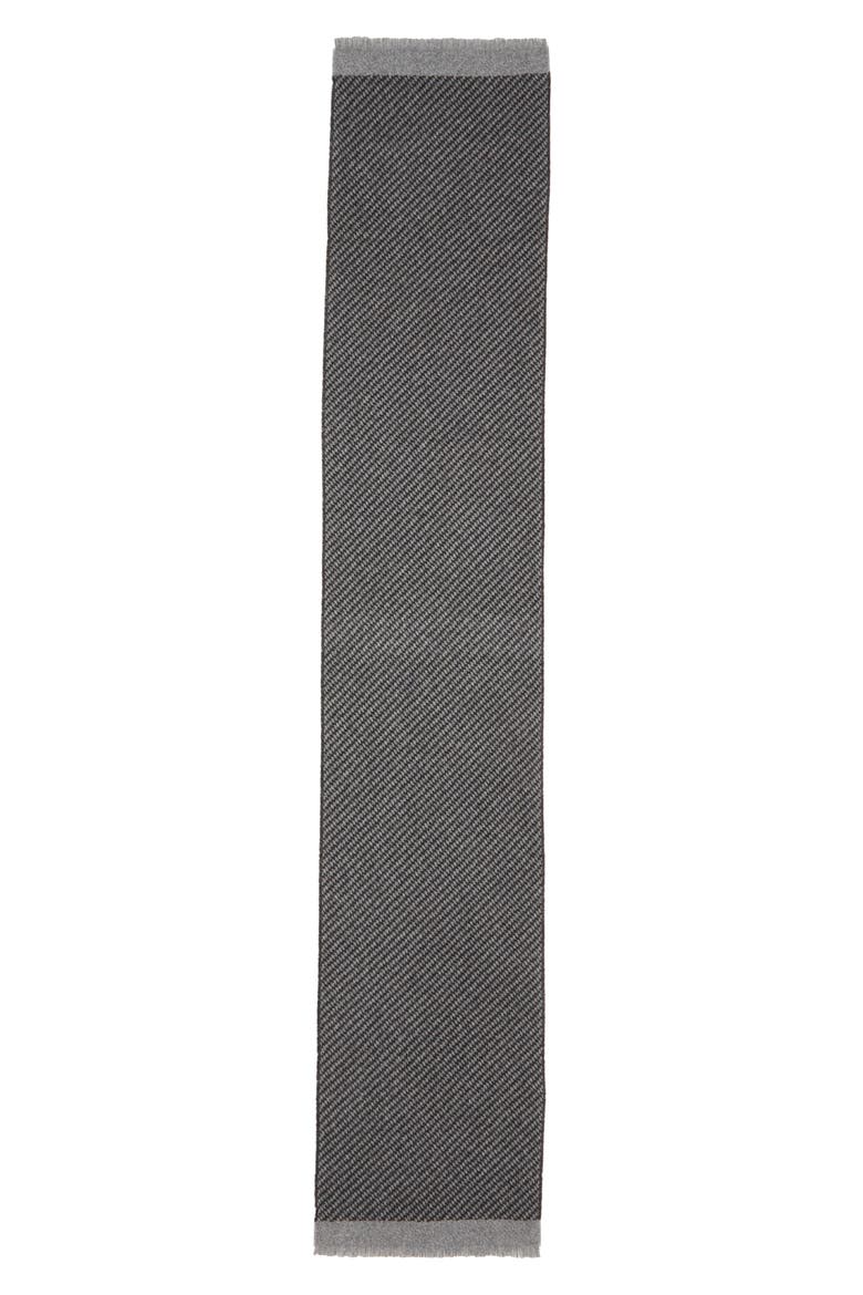 Houndstooth Cashmere Scarf, Alternate, color, BLACK