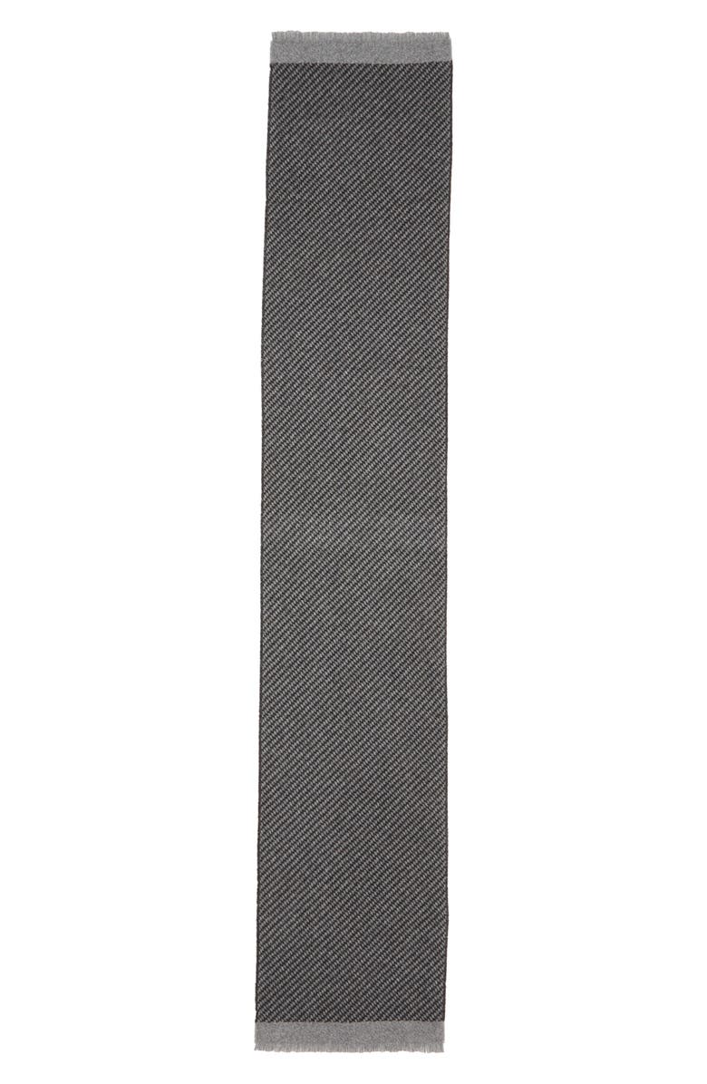 Andrew Stewart Houndstooth Cashmere Scarf, Alternate, color, Black