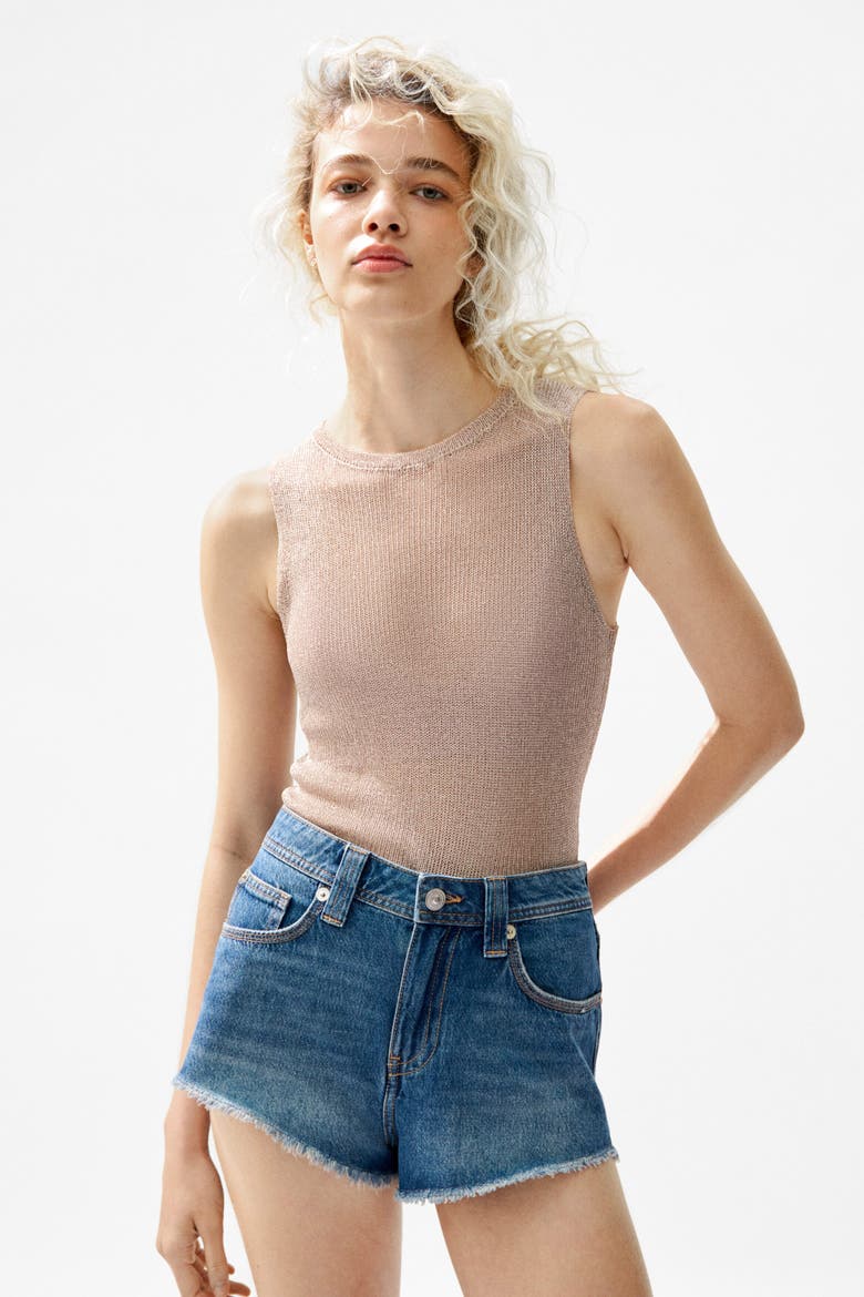 Frayed Denim Shorts, Main, color, Denim blue