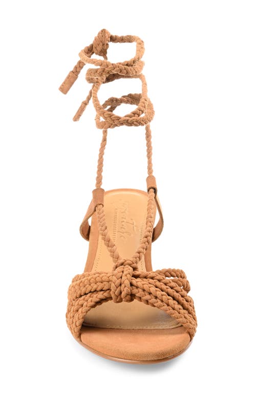 Journee Signature Railee Ankle Tie Sandal In Cognac