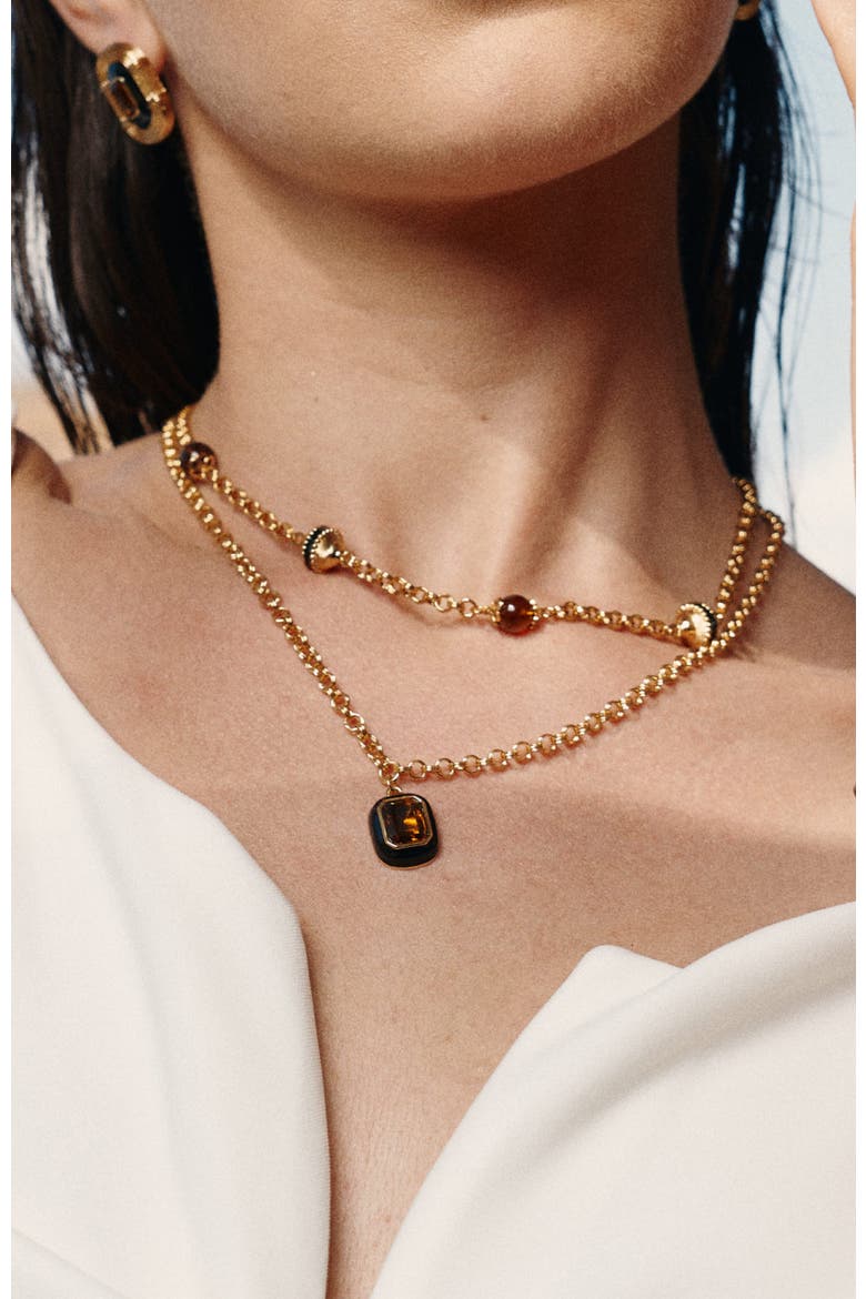 Roman Night Necklace Set, Alternate, color, Brown & Gold