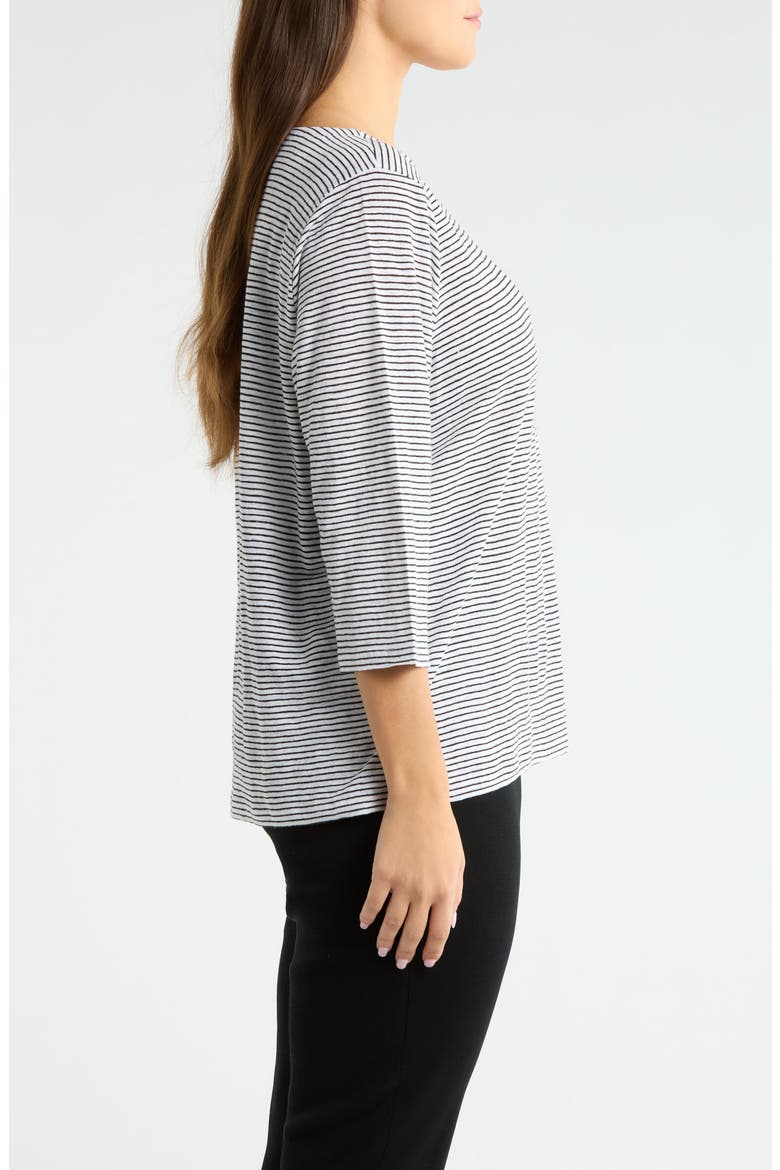 Stripe Slim Fit Organic Linen Top, Alternate, color, WHITE/ BLACK