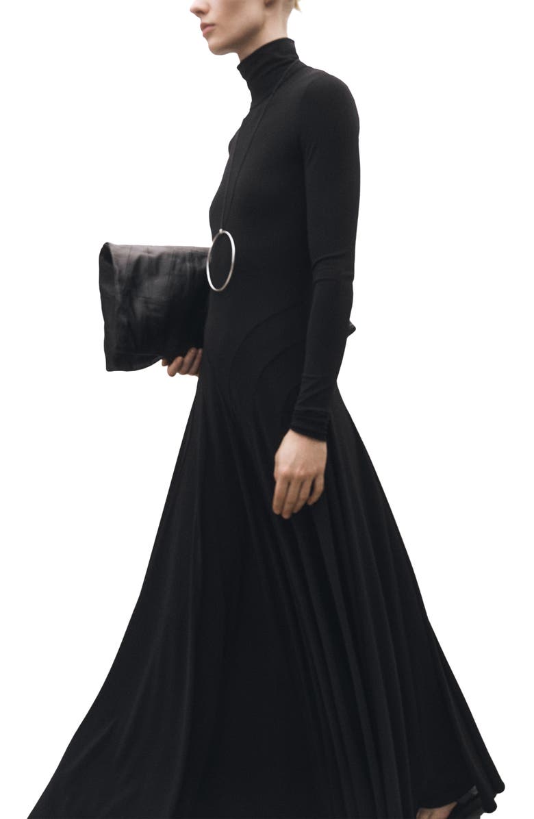 MANGO Turtleneck Long Sleeve Ponte Dress, Alternate, color, 