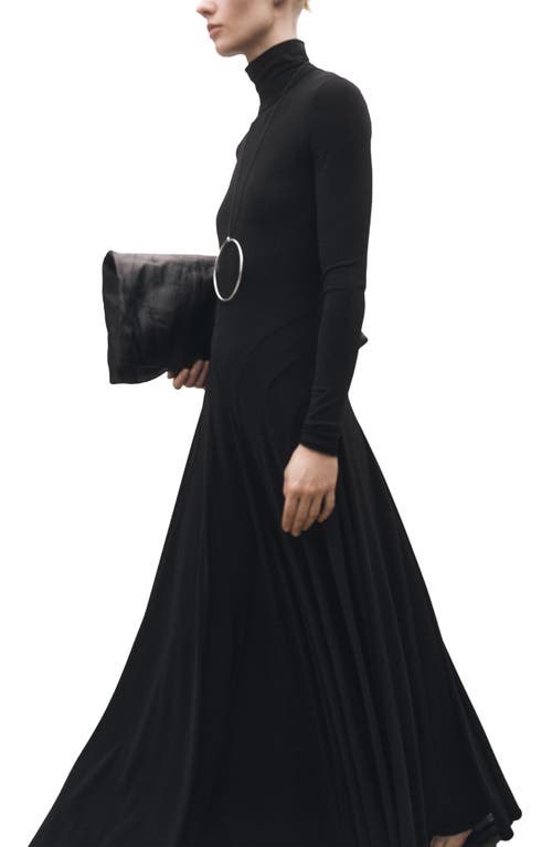 Mango Turtleneck Long Sleeve Ponte Dress In Black