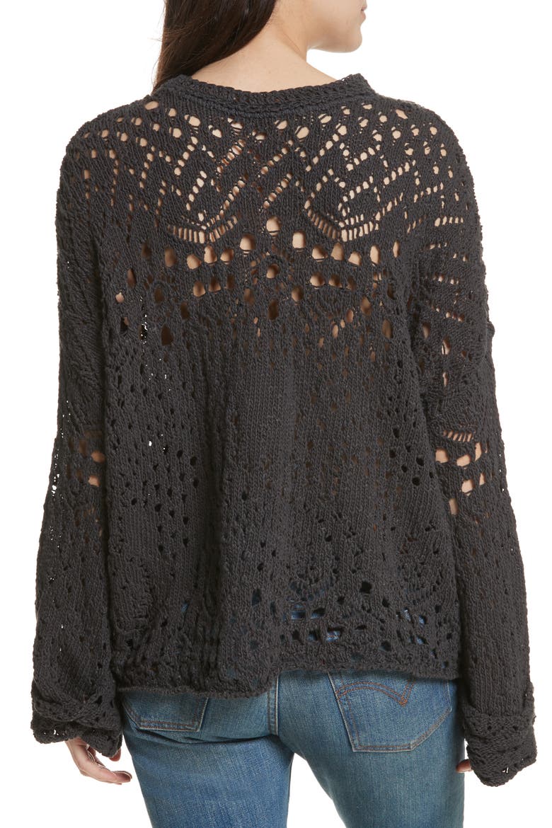 Traveling Lace Sweater, Alternate, color, CARBON