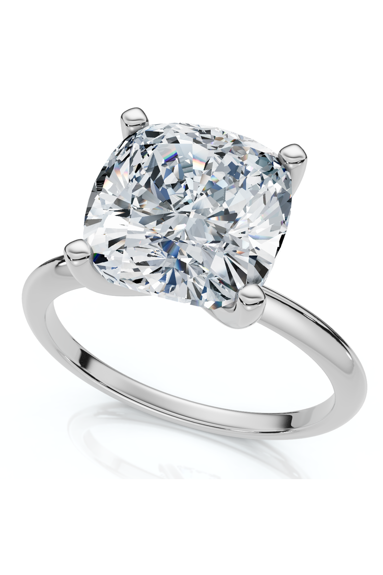 Certified 3Ct Cushion Diamond Solitaire Engagement Ring 14k Gold or Pt Lab Grown, Alternate, color, 14k White Gold