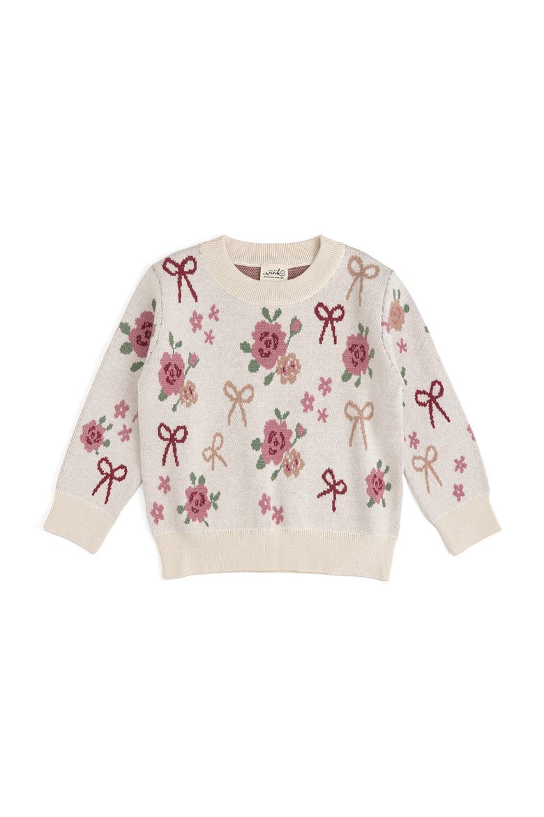Rose Bow Sweater, Main, color, Ivory