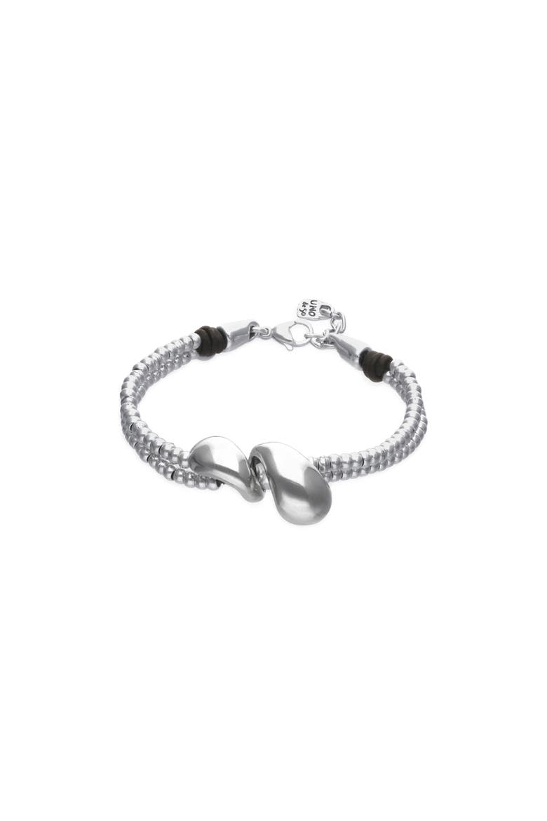 Silver-Tone Bracelet with Dual Drop Detail, Main, color, Silver