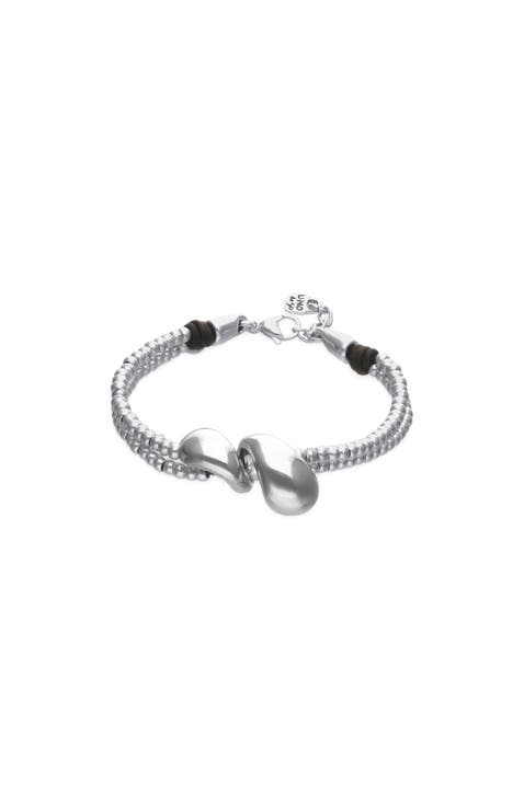 Silver-Tone Bracelet with Dual Drop Detail