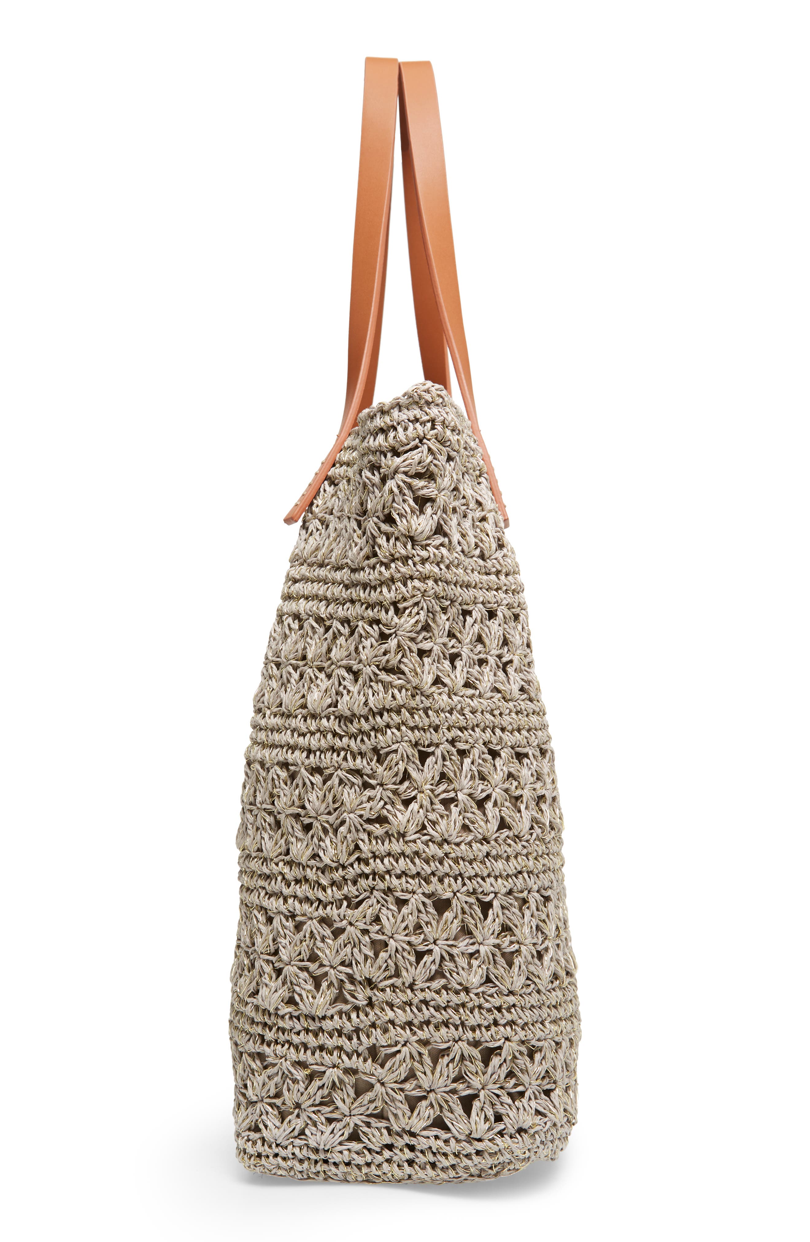 Nordstrom Packable Raffia Crochet Tote, Alternate, color, 