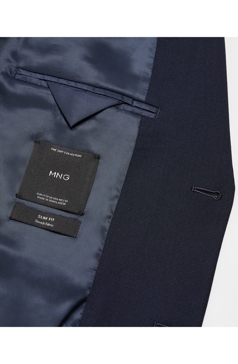 MANGO Slim Fit Navy Herringbone Texture Stretch Sport Coat, Alternate, color, Navy