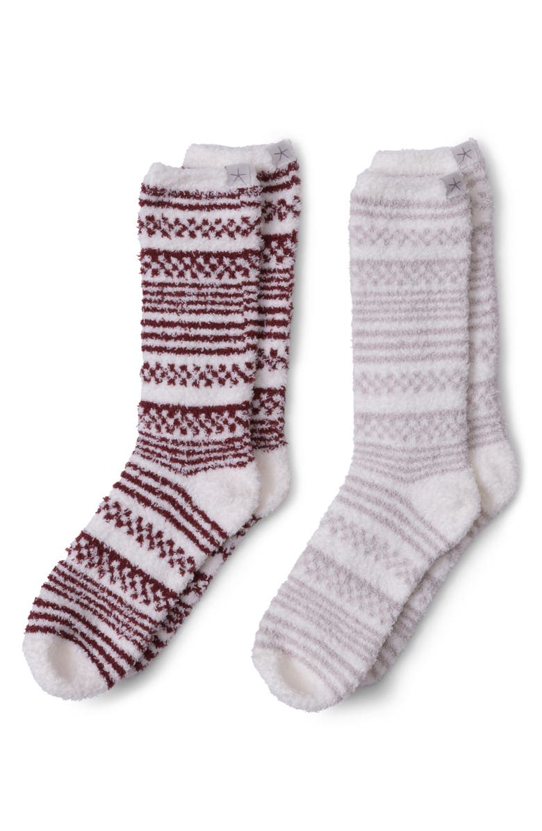 Barefoot Dreams<sup>®</sup> CozyChic<sup>™</sup> Checkered Striped Socks, Main, color, Crimson-Stone Multi