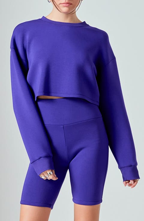 Lounge Wear Crop Crewneck Sweatshirt