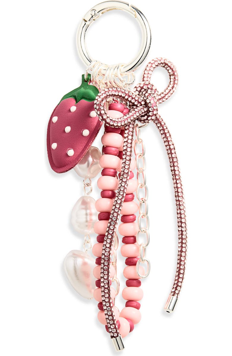 Chelsea28 Strawberry Bag Charm, Main, color, Pink Multi- Silver
