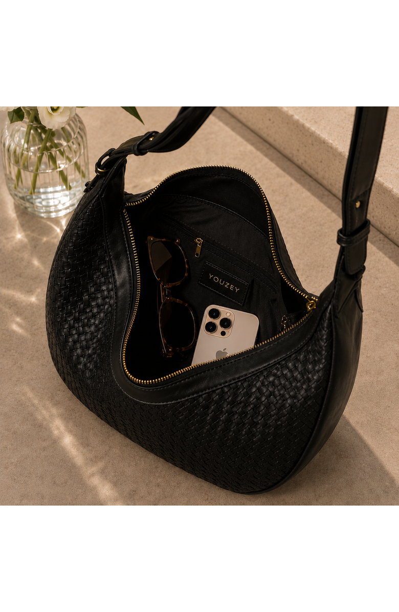 Youzey The Crescent Woven Shoulder Bag, Alternate, color, Black