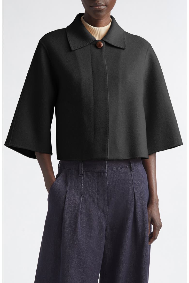 Double Face Wool & Cashmere Crop Jacket, Main, color, BLACK
