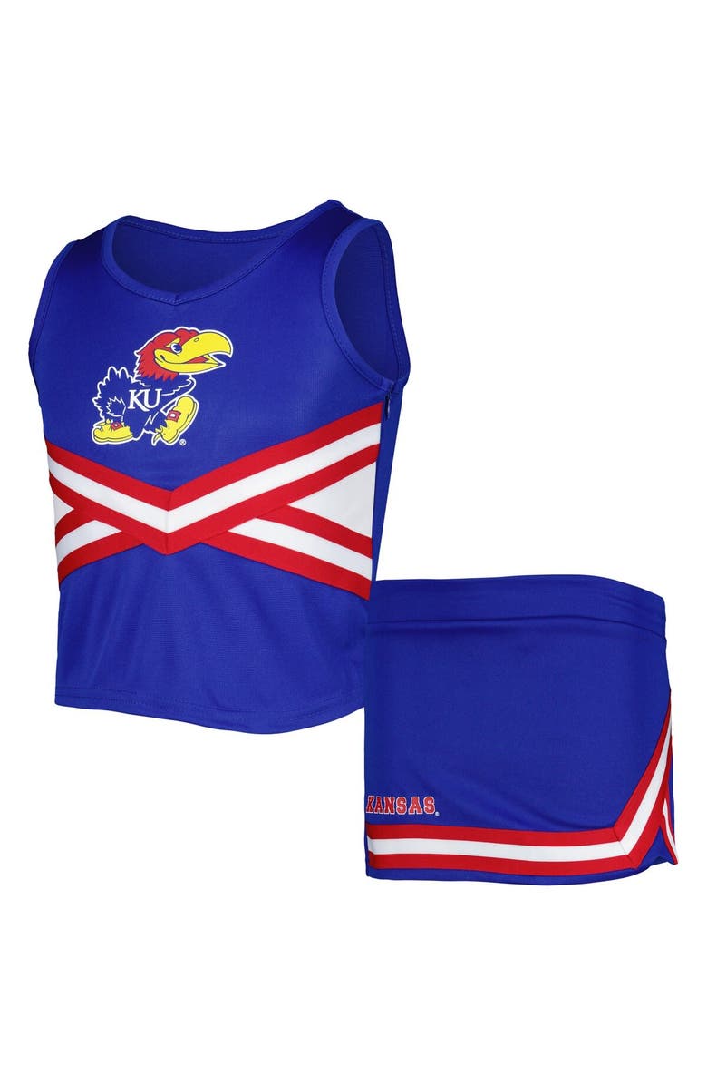 COLOSSEUM Girls Youth Colosseum Royal Kansas Jayhawks Carousel Cheerleader Set, Main, color, 