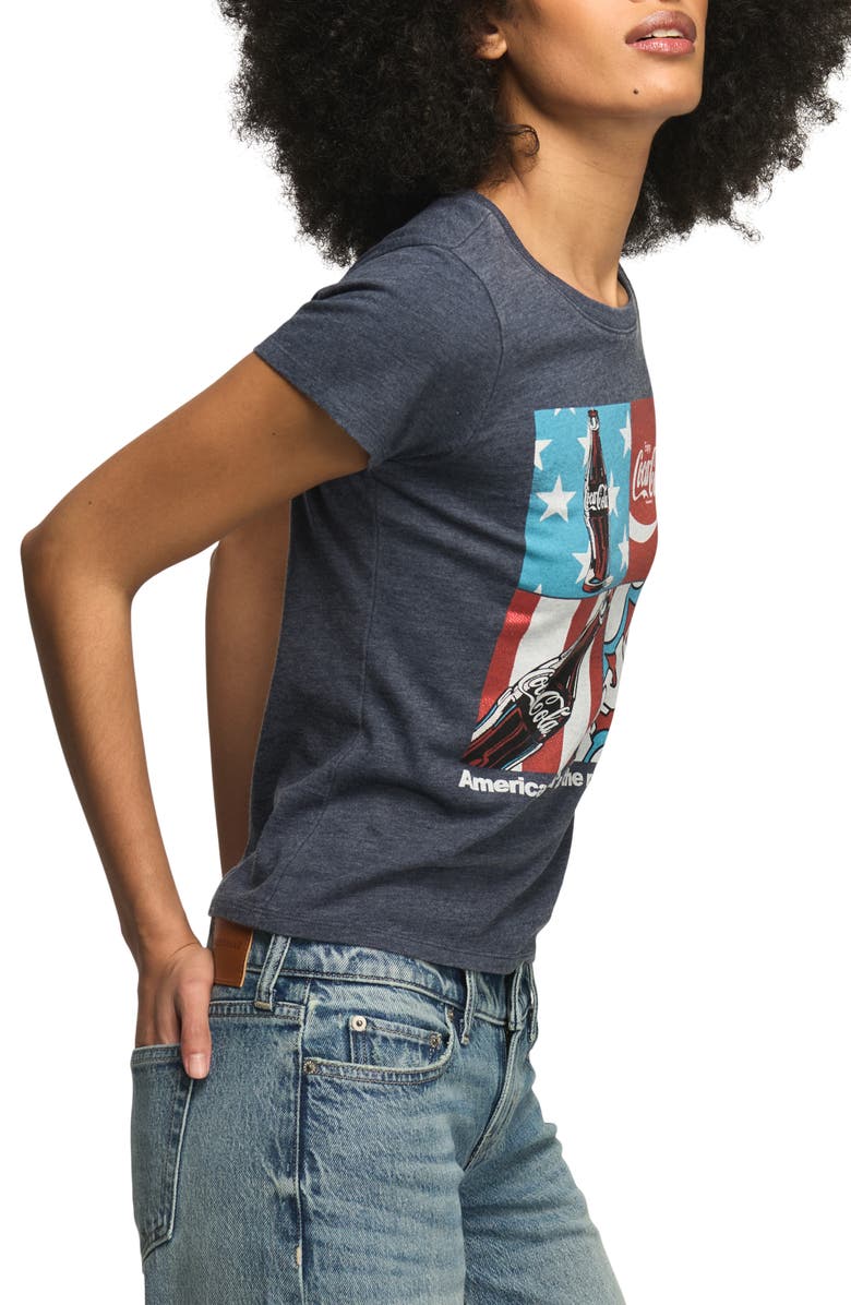 Lucky Brand Coca-Cola Americana Grid Baby Tee, Alternate, color, Total Eclipse