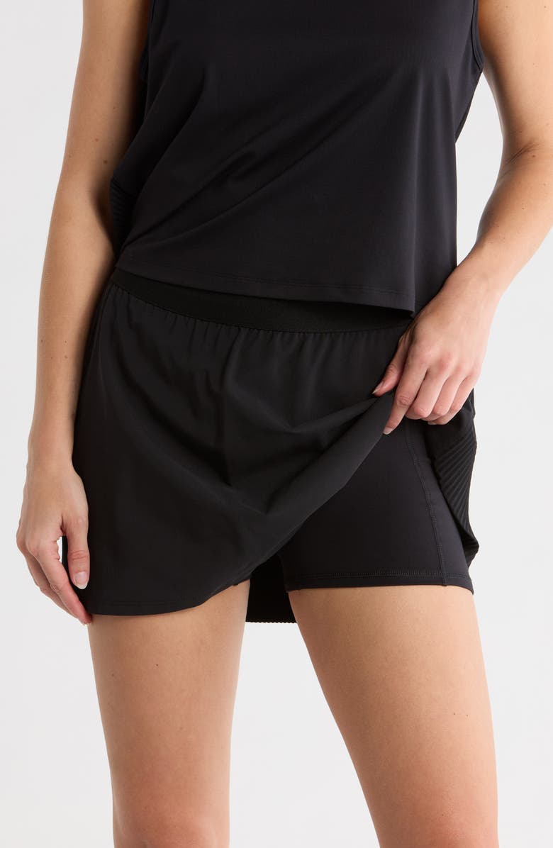 90 DEGREE BY REFLEX Lightstreme Hybrid Pleated Skort, Alternate, color, Black