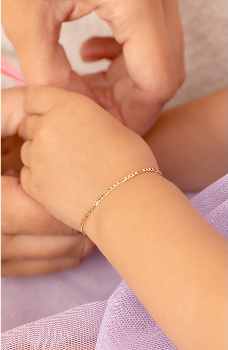 In Season Jewelry 14k Figaro Chain Link Bracelet, Alternate, color, Gold