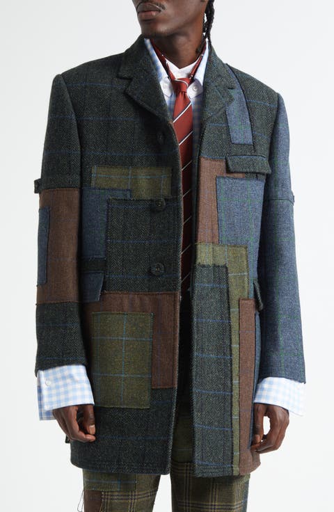 Patchwork Wool Chesterfield Coat