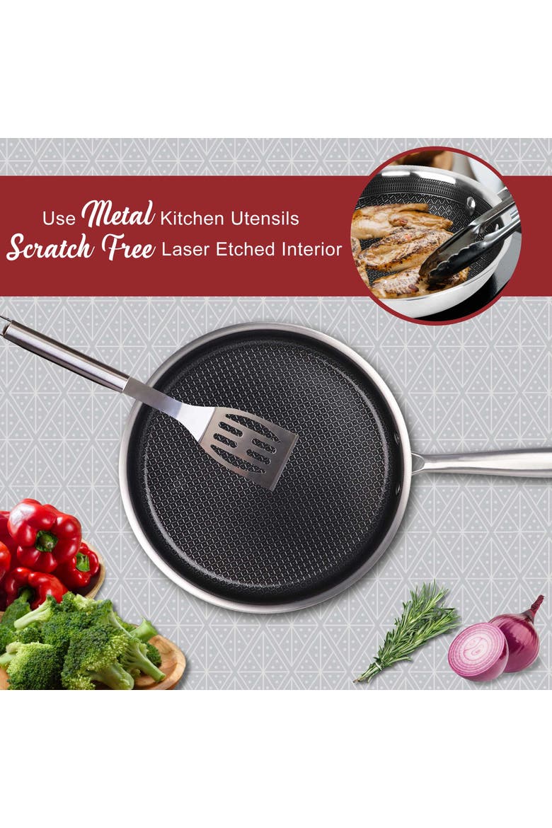 11 inch Hybrid Non-Stick Stainless Steel Deep Saute Pan, Alternate, color, Silver